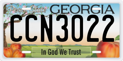 GA license plate CCN3022