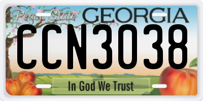 GA license plate CCN3038