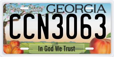 GA license plate CCN3063