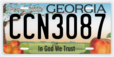 GA license plate CCN3087