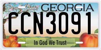 GA license plate CCN3091