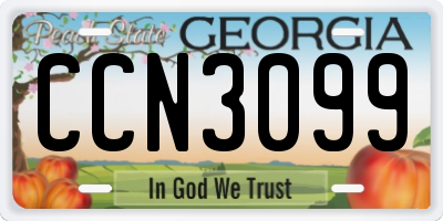 GA license plate CCN3099