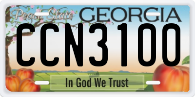 GA license plate CCN3100