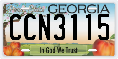 GA license plate CCN3115