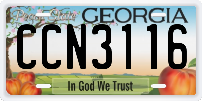 GA license plate CCN3116