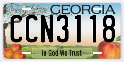 GA license plate CCN3118