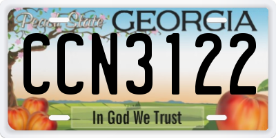 GA license plate CCN3122