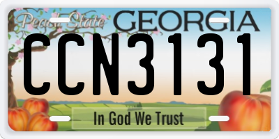 GA license plate CCN3131