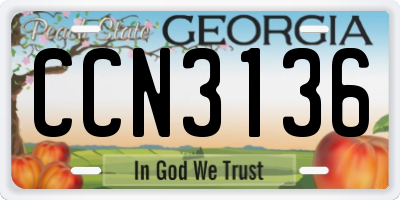 GA license plate CCN3136