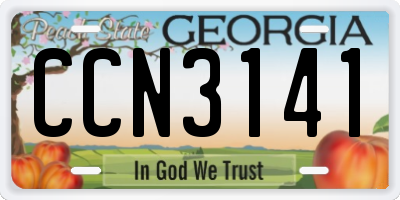 GA license plate CCN3141