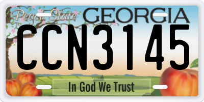 GA license plate CCN3145
