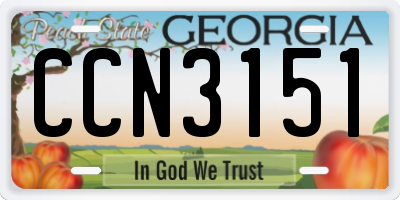 GA license plate CCN3151
