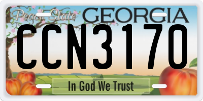 GA license plate CCN3170