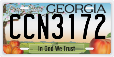GA license plate CCN3172