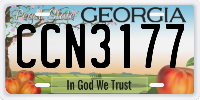 GA license plate CCN3177