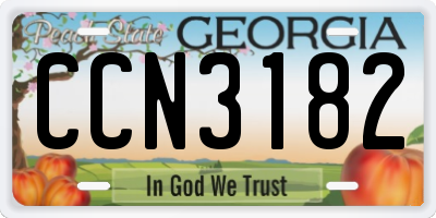 GA license plate CCN3182