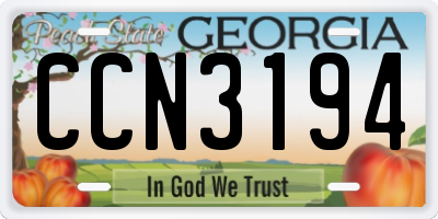 GA license plate CCN3194