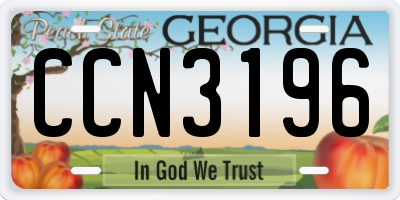 GA license plate CCN3196