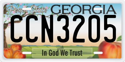 GA license plate CCN3205