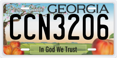 GA license plate CCN3206