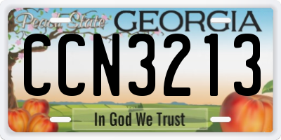 GA license plate CCN3213