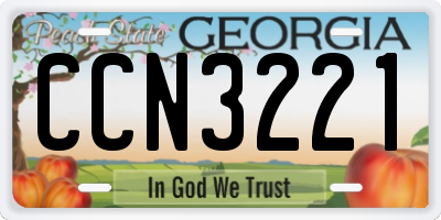 GA license plate CCN3221