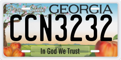 GA license plate CCN3232