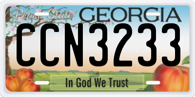 GA license plate CCN3233