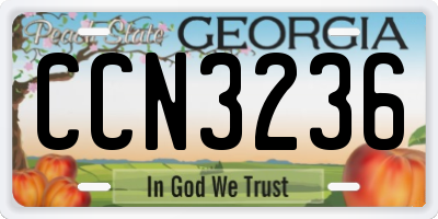 GA license plate CCN3236