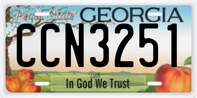 GA license plate CCN3251