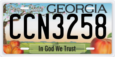 GA license plate CCN3258