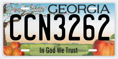 GA license plate CCN3262