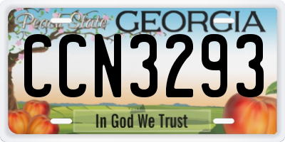 GA license plate CCN3293