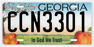 GA license plate CCN3301