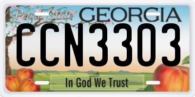 GA license plate CCN3303