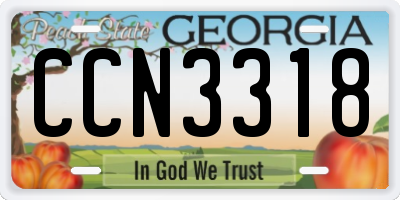 GA license plate CCN3318