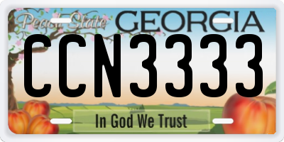 GA license plate CCN3333