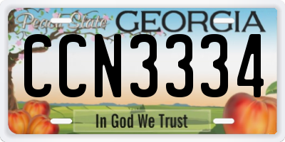 GA license plate CCN3334