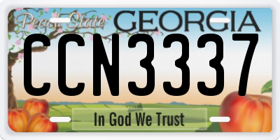 GA license plate CCN3337