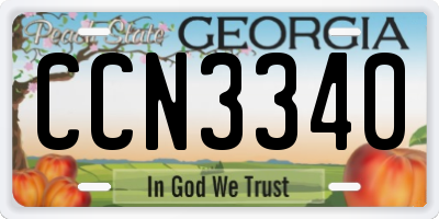 GA license plate CCN3340
