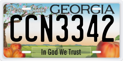 GA license plate CCN3342
