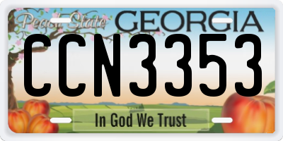 GA license plate CCN3353