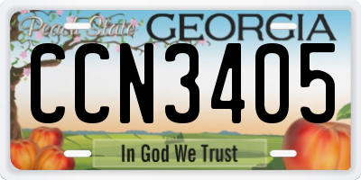 GA license plate CCN3405