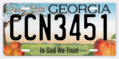 GA license plate CCN3451