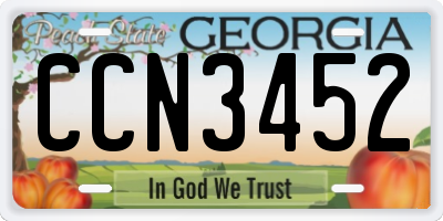 GA license plate CCN3452