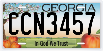 GA license plate CCN3457