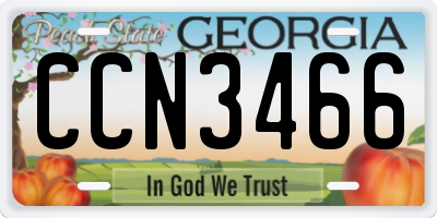 GA license plate CCN3466