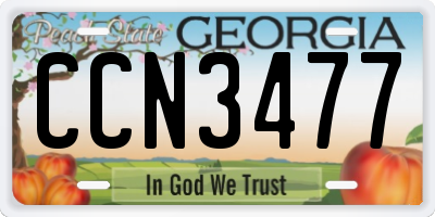 GA license plate CCN3477