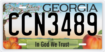 GA license plate CCN3489