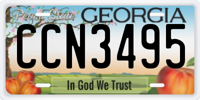 GA license plate CCN3495